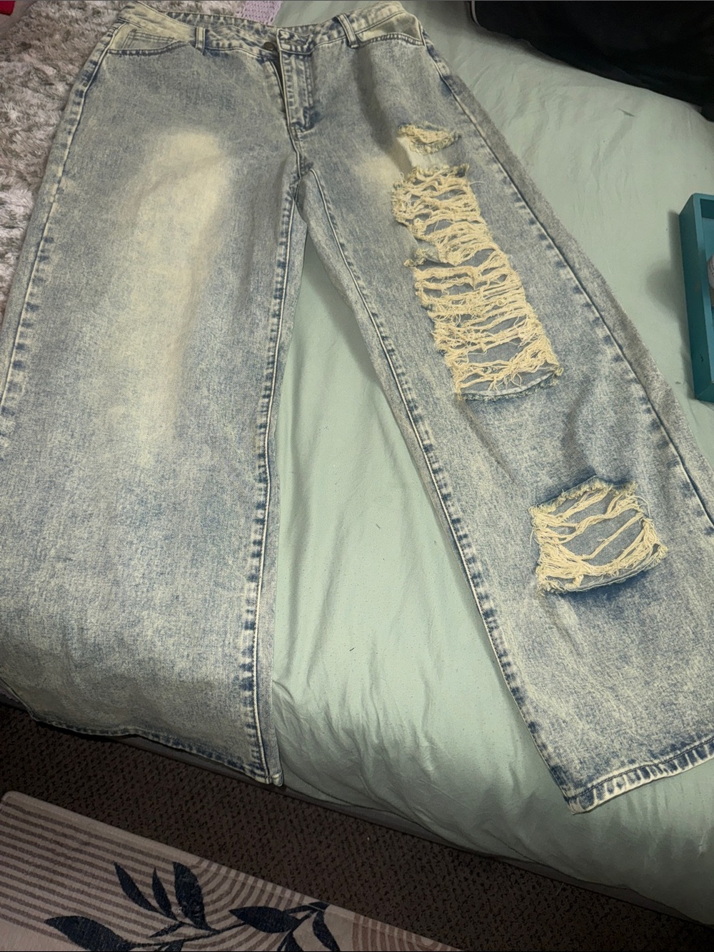 Light Wash Distressed Women’s wide leg Jeans